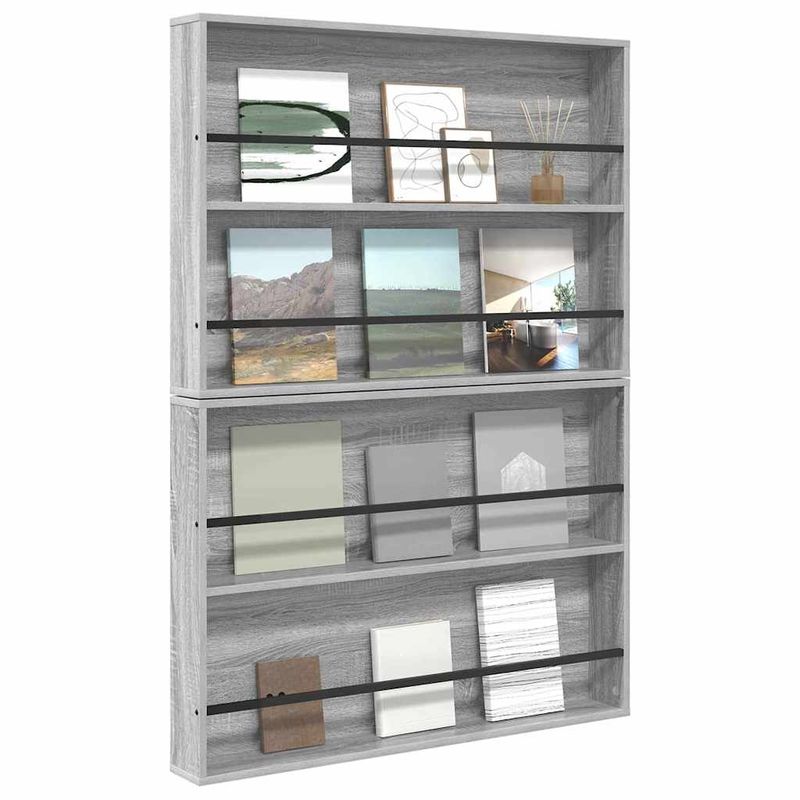 Casa si Gradina - Mobilier - Biblioteci si rafturi - Rafturi - Raft pentru reviste cu raft 2 pcs Gri Sonoma 100 x 12 x 70 cm - Infinity.ro