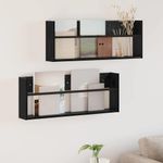 Casa si Gradina - Mobilier - Biblioteci si rafturi - Rafturi - Raft pentru reviste cu raft 2 pcs Stejar Negru 80 x 12 x 30 cm - Infinity.ro