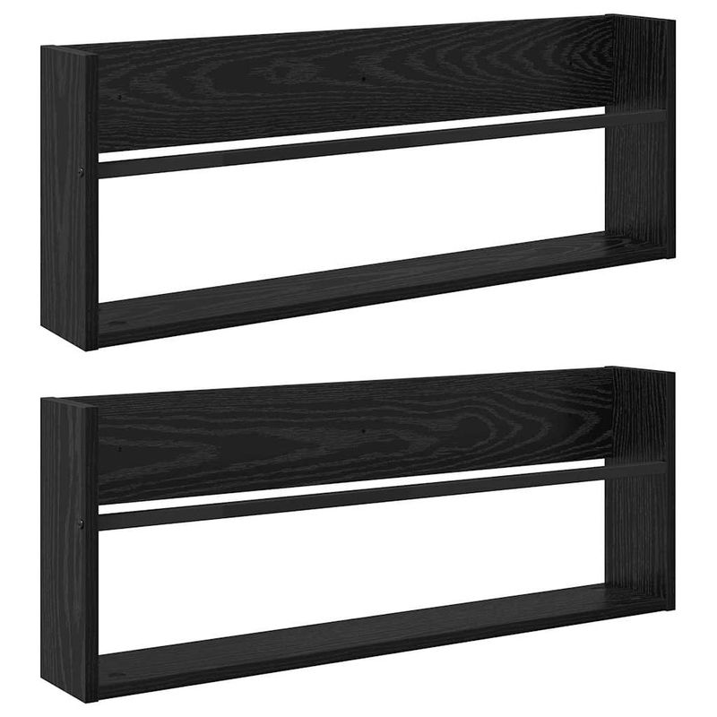 Casa si Gradina - Mobilier - Biblioteci si rafturi - Rafturi - Raft pentru reviste cu raft 2 pcs Stejar Negru 80 x 12 x 30 cm - Infinity.ro