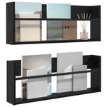 Casa si Gradina - Mobilier - Biblioteci si rafturi - Rafturi - Raft pentru reviste cu raft 2 pcs Stejar Negru 80 x 12 x 30 cm - Infinity.ro