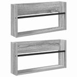 Casa si Gradina - Mobilier - Biblioteci si rafturi - Rafturi - Raft pentru reviste cu raft 2 pcs Gri Sonoma 60 x 12 x 30 cm - Infinity.ro