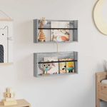 Casa si Gradina - Mobilier - Biblioteci si rafturi - Rafturi - Raft pentru reviste cu raft 2 pcs Gri Sonoma 60 x 12 x 30 cm - Infinity.ro