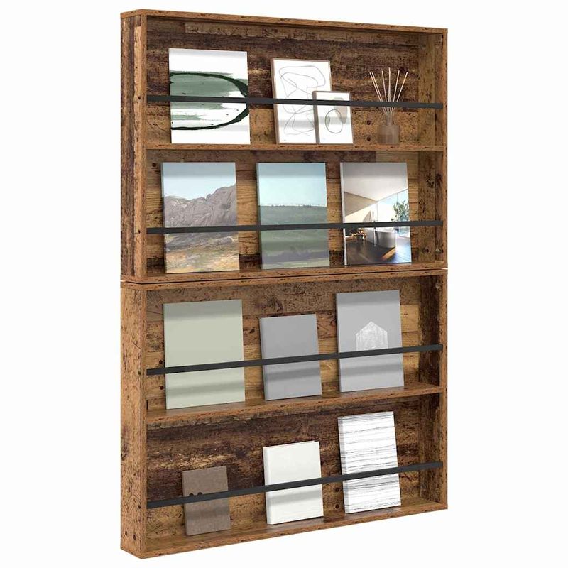 Casa si Gradina - Mobilier - Biblioteci si rafturi - Rafturi - Raft pentru reviste cu raft 2 pcs Lemn vechi 100 x 12 x 70 cm - Infinity.ro
