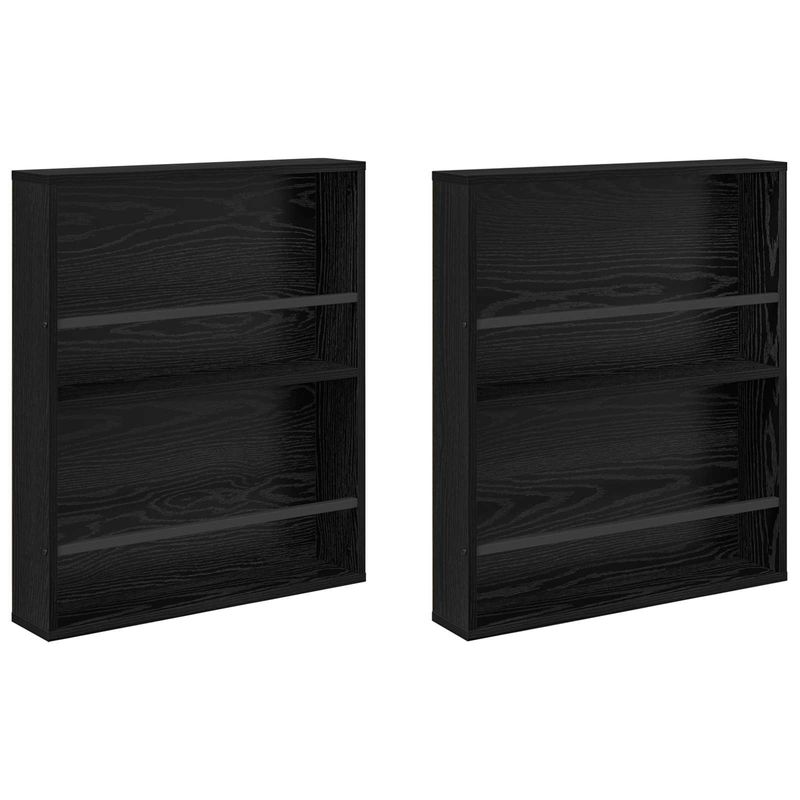 Casa si Gradina - Mobilier - Biblioteci si rafturi - Rafturi - Raft pentru reviste cu raft 2 pcs Stejar Negru 60 x 12 x 70 cm - Infinity.ro