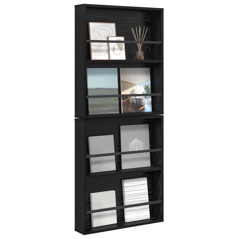 Casa si Gradina - Mobilier - Biblioteci si rafturi - Rafturi - Raft pentru reviste cu raft 2 pcs Stejar Negru 60 x 12 x 70 cm - Infinity.ro