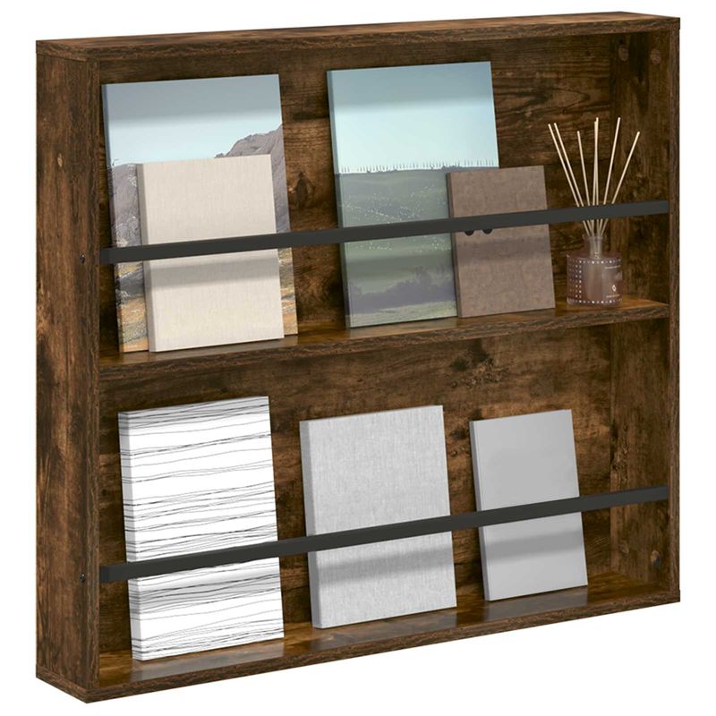 Casa si Gradina - Mobilier - Biblioteci si rafturi - Rafturi - Raft pentru reviste cu raft Stejar fumuriu 80 x 12 x 70 cm - Infinity.ro