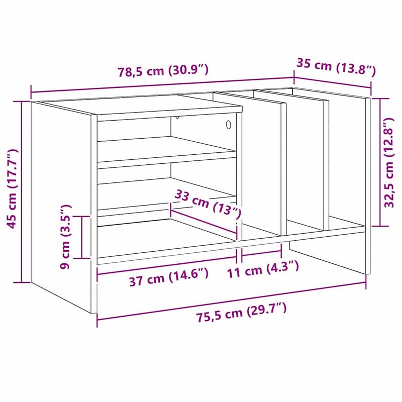 Casa si Gradina - Mobilier - Dulapuri si sifoniere - Dulapuri - Dulap pentru discuri de vinil Gri din beton 78,5 x 35 x 45 cm - Infinity.ro
