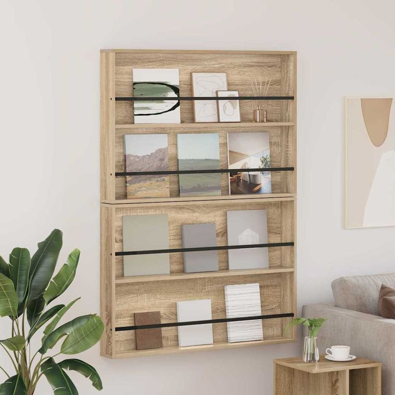 Casa si Gradina - Mobilier - Biblioteci si rafturi - Rafturi - Raft pentru reviste 2 pcs Stejar Sonoma 100 x 12 x 70 cm - Infinity.ro