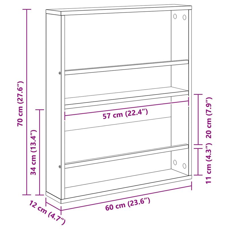 Casa si Gradina - Mobilier - Biblioteci si rafturi - Rafturi - Raft pentru reviste Lemn vechi 60 x 12 x 70 cm Lemn compozit - Infinity.ro