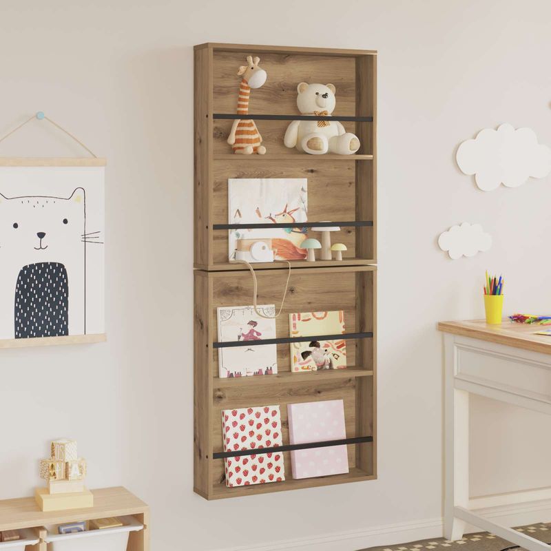 Casa si Gradina - Mobilier - Biblioteci si rafturi - Rafturi - Raft pentru reviste 2 pcs Stejar Artizanal 60 x 12 x 70 cm - Infinity.ro