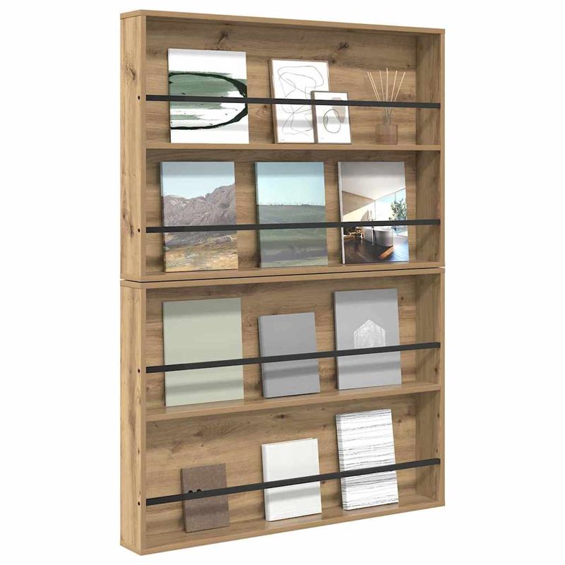 Casa si Gradina - Mobilier - Biblioteci si rafturi - Rafturi - Raft pentru reviste 2 pcs Stejar Artizanal 100 x 12 x 70 cm - Infinity.ro