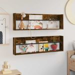 Casa si Gradina - Mobilier - Biblioteci si rafturi - Rafturi - Raft pentru reviste 2 pcs Stejar fumuriu 100 x 12 x 30 cm - Infinity.ro