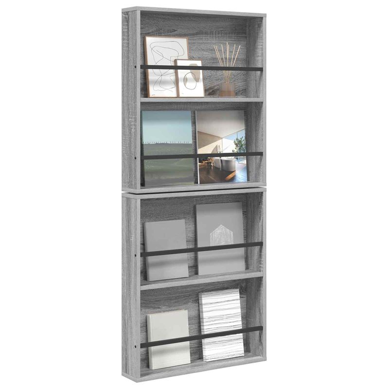 Casa si Gradina - Mobilier - Biblioteci si rafturi - Rafturi - Raft pentru reviste cu raft 2 pcs Gri Sonoma 60 x 12 x 70 cm - Infinity.ro