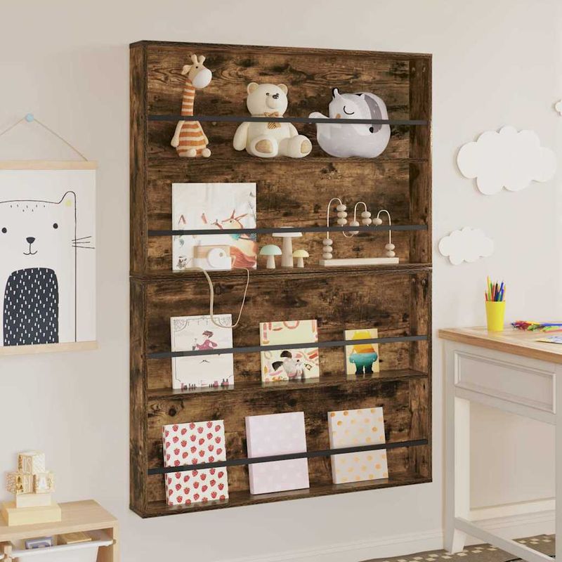 Casa si Gradina - Mobilier - Biblioteci si rafturi - Rafturi - Raft pentru reviste 2 pcs Stejar fumuriu 100 x 12 x 70 cm - Infinity.ro