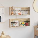 Casa si Gradina - Mobilier - Biblioteci si rafturi - Rafturi - Raft pentru reviste cu raft 2 pcs Stejar Sonoma 80 x 12 x 30 cm - Infinity.ro