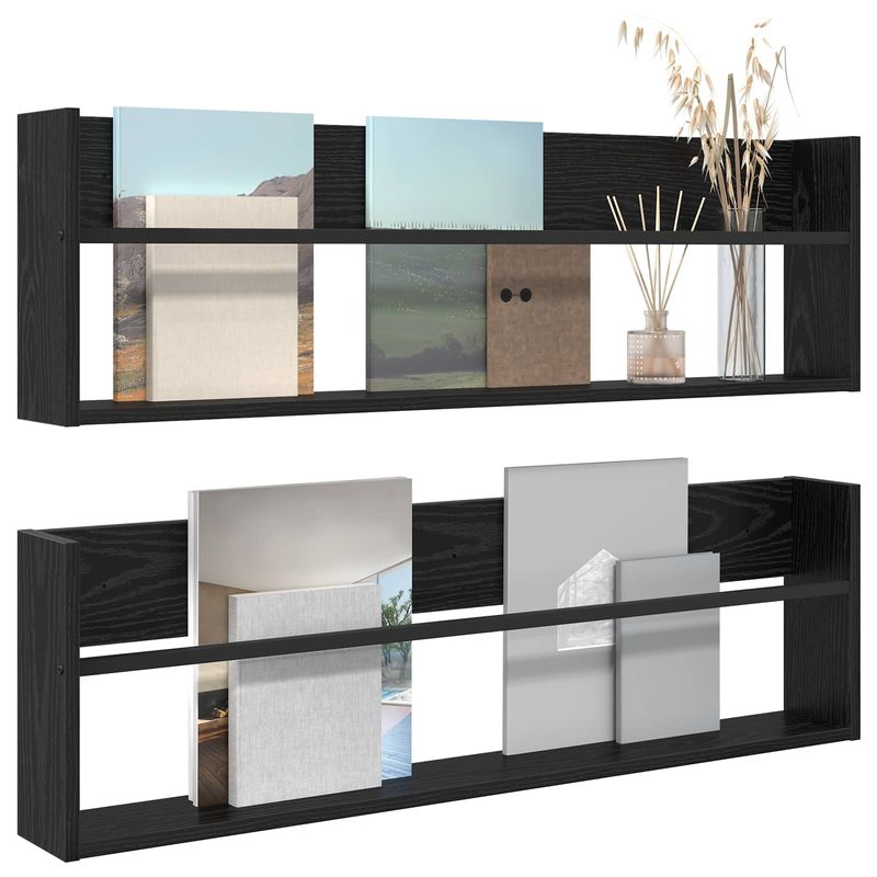 Casa si Gradina - Mobilier - Biblioteci si rafturi - Rafturi - Raft pentru reviste cu raft 2 pcs Stejar Negru 100 x 12 x 30 cm - Infinity.ro