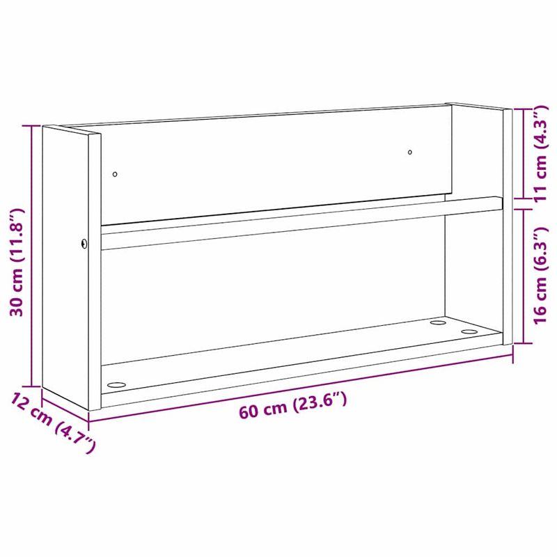 Casa si Gradina - Mobilier - Biblioteci si rafturi - Rafturi - Raft pentru reviste Stejar Sonoma 60 x 12 x 30 cm Lemn compozit - Infinity.ro