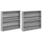 Casa si Gradina - Mobilier - Biblioteci si rafturi - Rafturi - Raft pentru reviste cu raft 2 pcs Gri Sonoma 80 x 12 x 70 cm - Infinity.ro