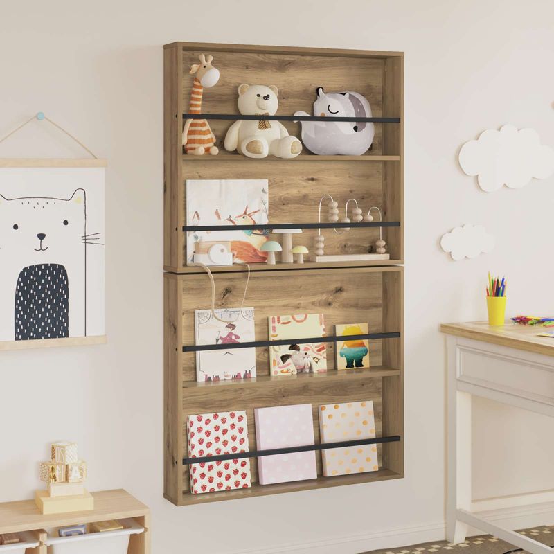 Casa si Gradina - Mobilier - Biblioteci si rafturi - Rafturi - Raft pentru reviste 2 pcs Stejar Artizanal 80 x 12 x 70 cm - Infinity.ro