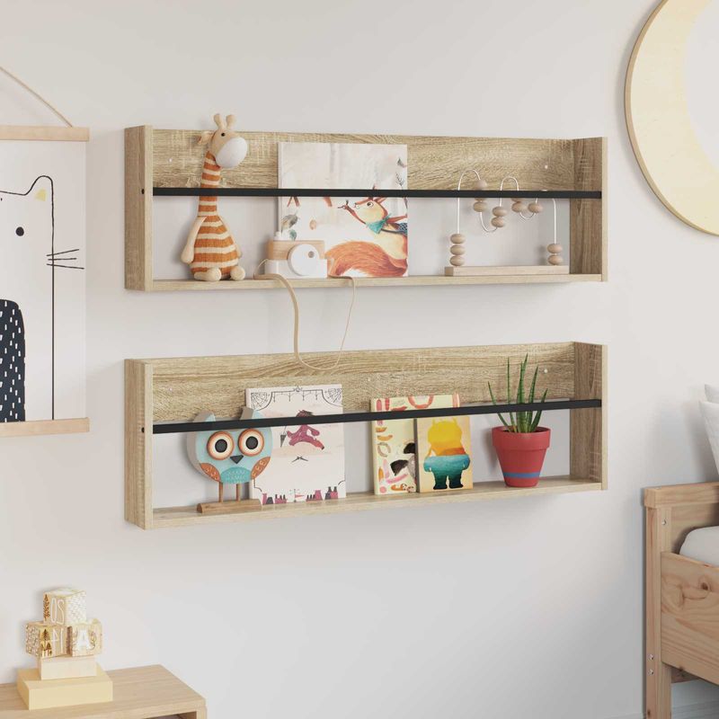 Casa si Gradina - Mobilier - Biblioteci si rafturi - Rafturi - Raft pentru reviste 2 pcs Stejar Sonoma 100 x 12 x 30 cm - Infinity.ro