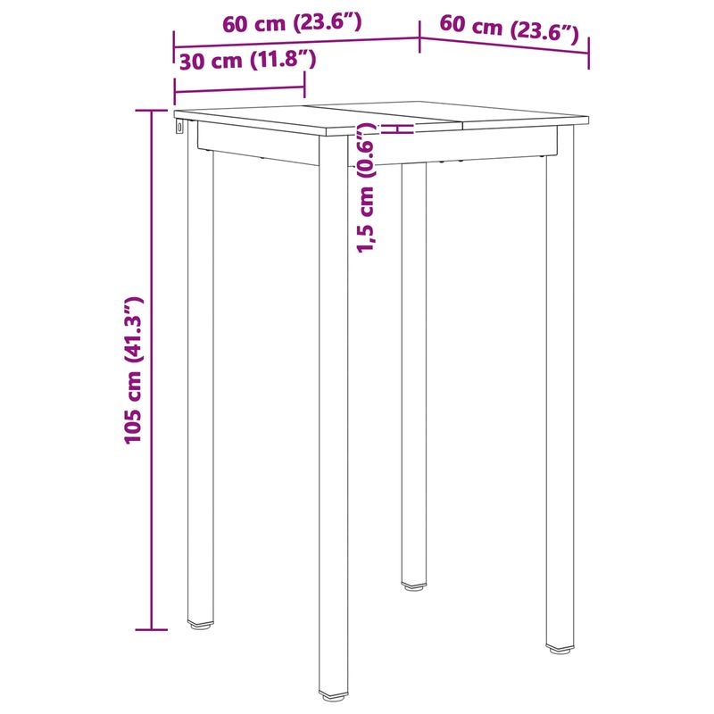 Casa si Gradina - Mobilier - Mese si birouri - Mese bucatarie si dining - Masa de bar Alb 60 x 60 x 105 cm Lemn de pin masiv - Infinity.ro
