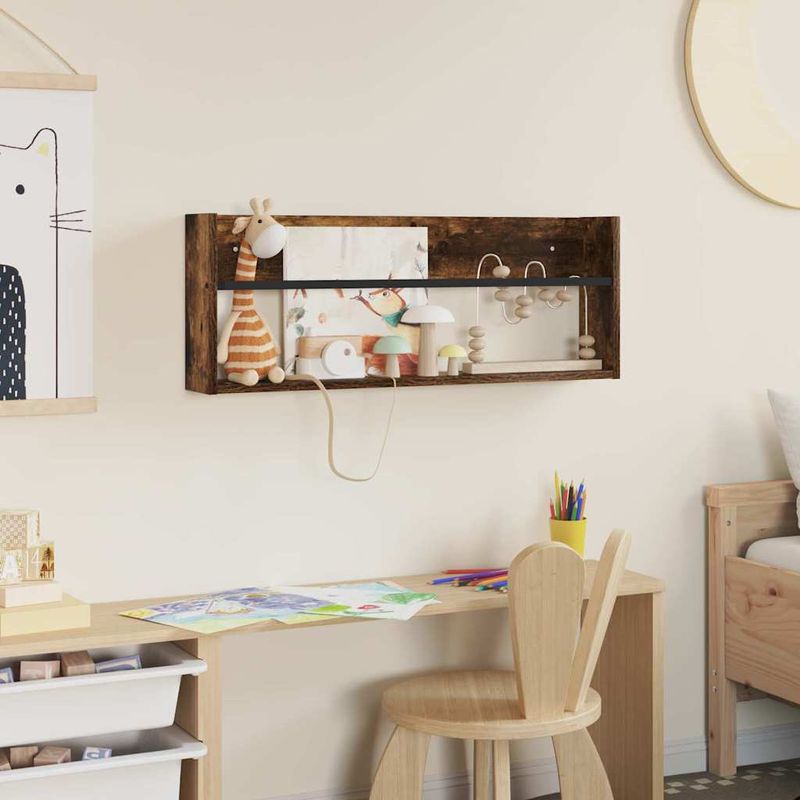 Casa si Gradina - Mobilier - Biblioteci si rafturi - Rafturi - Raft pentru reviste cu raft Stejar fumuriu 80 x 12 x 30 cm - Infinity.ro