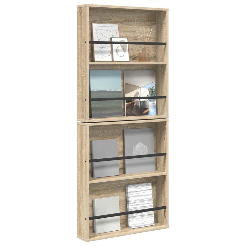 Casa si Gradina - Mobilier - Biblioteci si rafturi - Rafturi - Raft pentru reviste cu raft 2 pcs Stejar Sonoma 60 x 12 x 70 cm - Infinity.ro