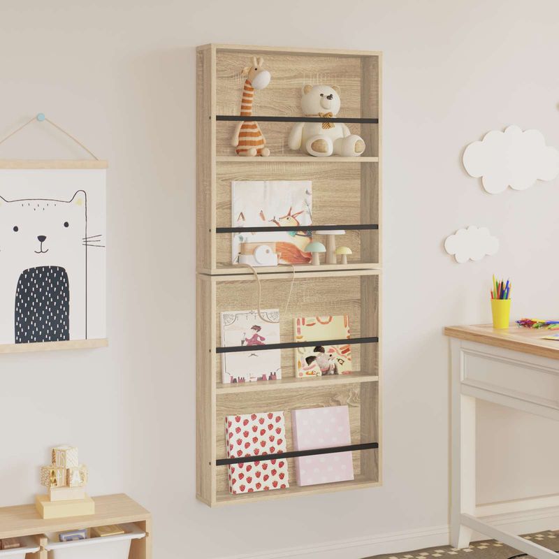 Casa si Gradina - Mobilier - Biblioteci si rafturi - Rafturi - Raft pentru reviste cu raft 2 pcs Stejar Sonoma 60 x 12 x 70 cm - Infinity.ro