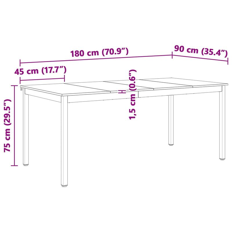 Casa si Gradina - Mobilier - Mese si birouri - Mese bucatarie si dining - Masa de dining natural 180 x 90 x 75 cm Lemn de pin masiv - Infinity.ro