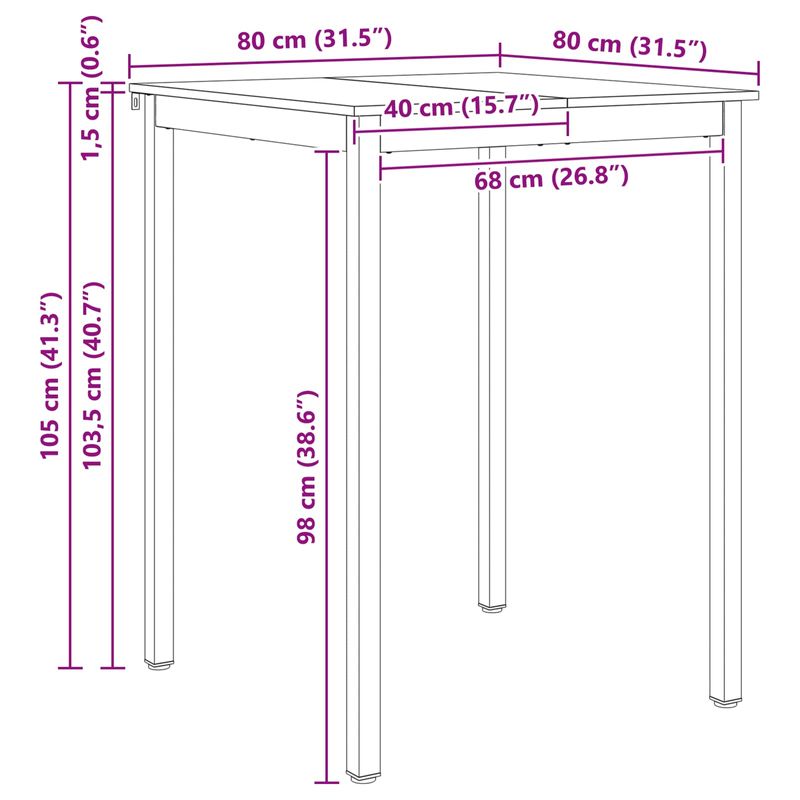 Casa si Gradina - Mobilier - Mese si birouri - Mese bucatarie si dining - Masa de bar natural 110 x 55 x 105 cm Lemn de pin masiv - Infinity.ro