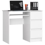 Casa si Gradina - Mobilier - Mese si birouri - Birouri - Birou computer cu 3 sertare si raft pentru tastatura, dreapta, 90x50x77 cm, alb - Infinity.ro