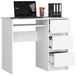 Casa si Gradina - Mobilier - Mese si birouri - Birouri - Birou computer cu 3 sertare si raft pentru tastatura, dreapta, 90x50x77 cm, alb - Infinity.ro