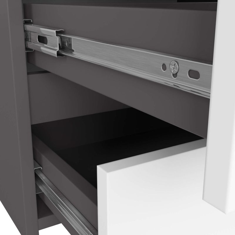 Casa si Gradina - Mobilier - Comode si corpuri - Comode - Comoda cu 6 sertare, PAL laminat, 100x35x57 cm, gri si alb - Infinity.ro