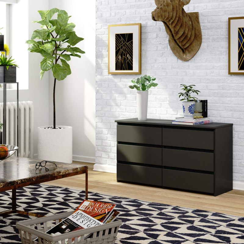 Casa si Gradina - Mobilier - Comode si corpuri - Comode - Comoda cu 6 sertare, PAL laminat, 100x35x57 cm, gri - Infinity.ro