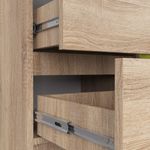 Casa si Gradina - Mobilier - Comode si corpuri - Comode - Comoda JERRY cu 3 sertare si dulap cu rafturi, PAL laminat, 80x35x77 cm, stejar sonoma - Infinity.ro