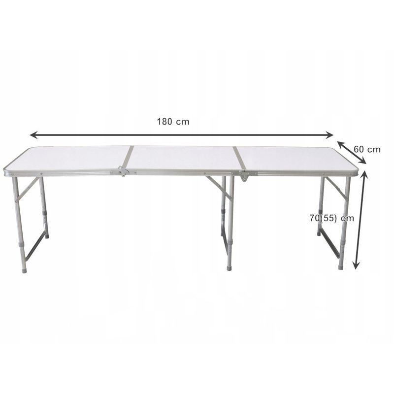 Casa si Gradina - Gradina si terasa - Mobilier exterior - Seturi mobila gradina - Masa pliabila metalica pentru gradina sau picnic, blat MDF, inaltime reglabila, 180x60cm - Infinity.ro