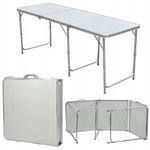 Casa si Gradina - Gradina si terasa - Mobilier exterior - Seturi mobila gradina - Masa pliabila metalica pentru gradina sau picnic, blat MDF, inaltime reglabila, 180x60cm - Infinity.ro