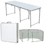 Casa si Gradina - Gradina si terasa - Mobilier exterior - Seturi mobila gradina - Masa pliabila metalica pentru gradina sau picnic, blat MDF, inaltime reglabila, 180x60cm - Infinity.ro