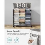 Market - Spalare si intretinere rufe - Uscatoare de rufe si accesorii - Cos de rufe tesut manual, cu captuseala detasabila lavabila, 3 compartimente, stil ratan, 140 litri, 66x33x60 cm, gri - Infinity.ro