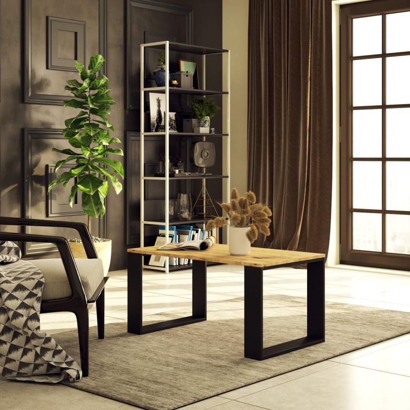 Casa si Gradina - Mobilier - Mese si birouri - Masute de cafea - Masuta cafea NOX cu raft inferior, PAL laminat, 92x53x45 cm, stejar artisan si negru - Infinity.ro