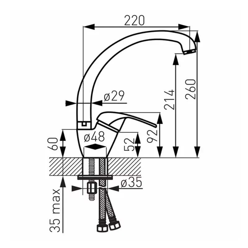 Casa si Gradina - Sanitare - Chiuveta bucatarie si accesorii - Baterii bucatarie - Baterie bucatarie cu gat de lebada Ferro Vasto - Infinity.ro