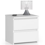Casa si Gradina - Mobilier - Comode si corpuri - Noptiere - Noptiera cu 2 sertare, din PAL laminat, 40x35x40 cm, alb mat - Infinity.ro