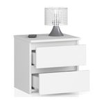 Casa si Gradina - Mobilier - Comode si corpuri - Noptiere - Noptiera cu 2 sertare, din PAL laminat, 40x35x40 cm, alb mat - Infinity.ro