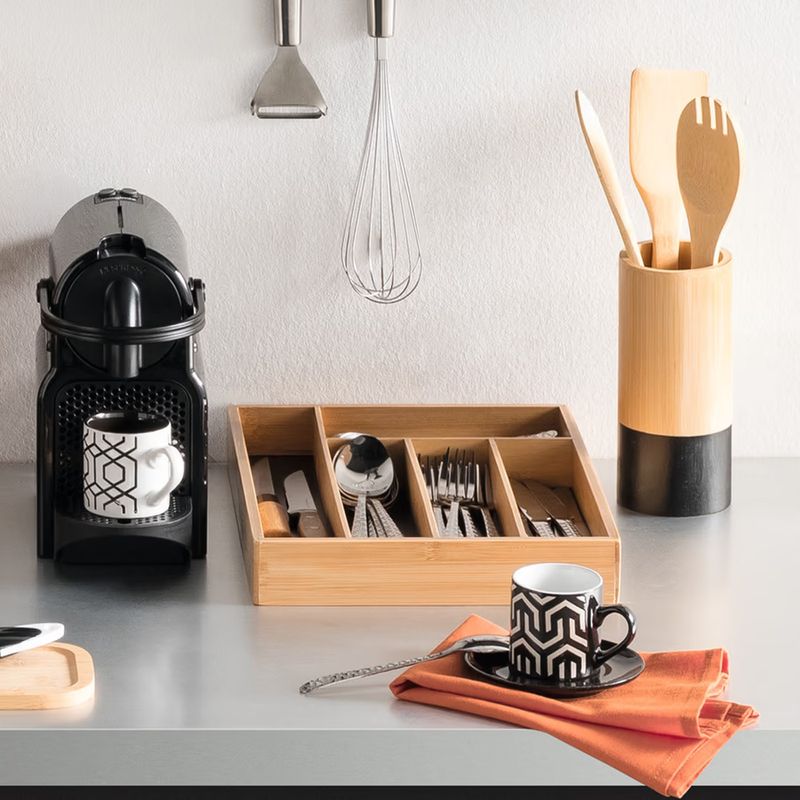 Casa si Gradina - Mobilier - Organizare si depozitare - Organizatoare pentru sertare si dulapuri - Organizator sertar tacamuri 5Five Blackbamboo, bambus, 25x34x5 cm, natur - Infinity.ro