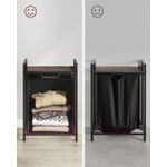 Market - Spalare si intretinere rufe - Uscatoare de rufe si accesorii - Cos de rufe, sac de rufe detasabil, raft, cadru metalic, 65L, 50x33x72 cm, maro rustic si negru - Infinity.ro