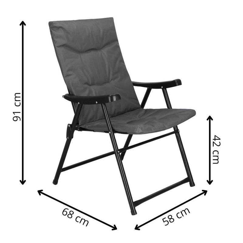 Casa si Gradina - Gradina si terasa - Mobilier exterior - Scaune si sezlonguri gradina - Scaun pliabil pentru terasa sau camping, sezut si spatar cu burete, maxim 120kg, gri - Infinity.ro