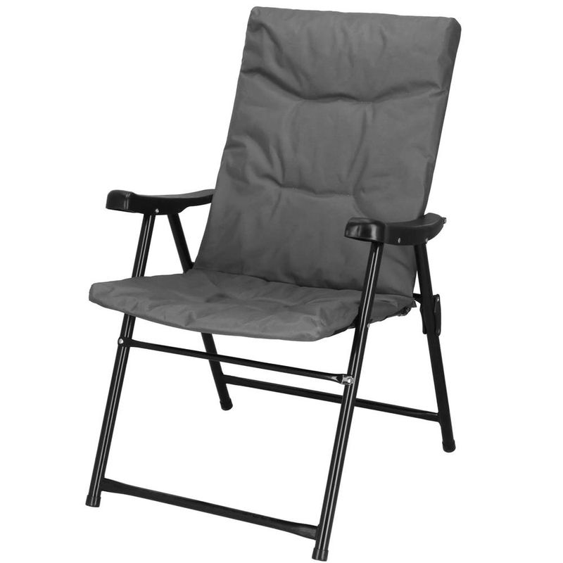 Casa si Gradina - Gradina si terasa - Mobilier exterior - Scaune si sezlonguri gradina - Scaun pliabil pentru terasa sau camping, sezut si spatar cu burete, maxim 120kg, gri - Infinity.ro