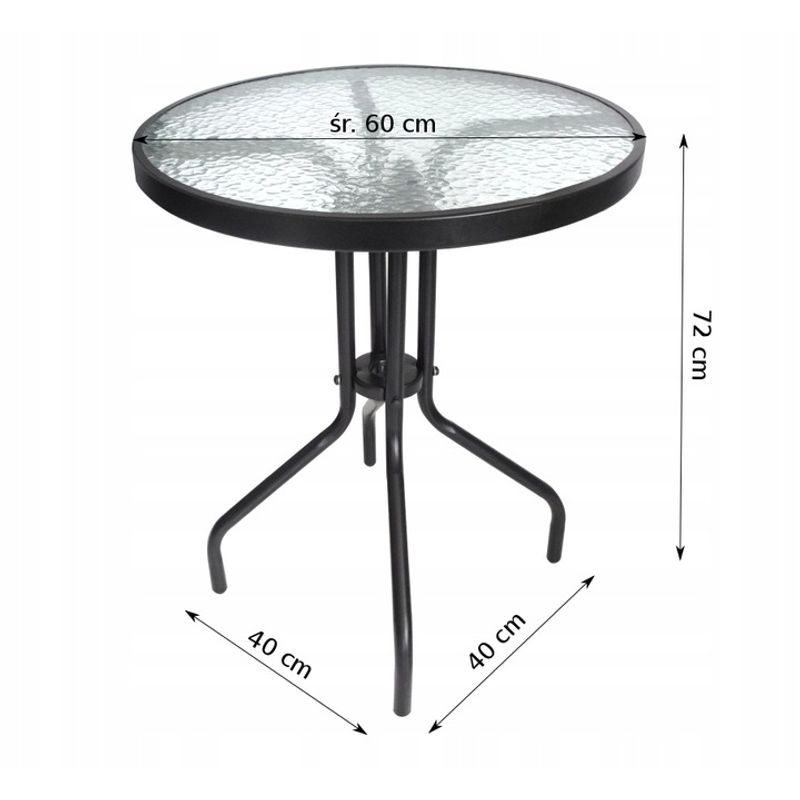 Casa si Gradina - Gradina si terasa - Mobilier exterior - Seturi mobila gradina - Masa pentru gradina sau balcon, cadru metalic, blat sticla, 60x70cm, negru - Infinity.ro