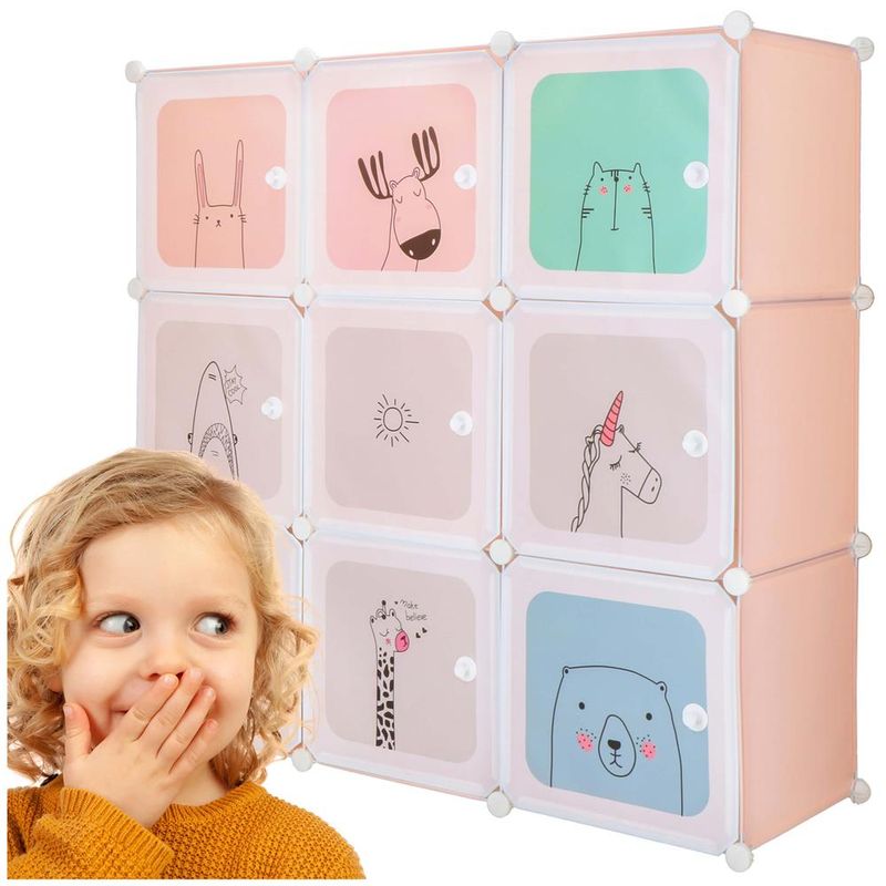 Casa si Gradina - Mobilier - Mobilier copii - Mobilier camera copiilor - Dulap copii, modular cu 9 compartimente, PVC, 110x110x37 cm, multicolor - Infinity.ro