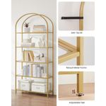 Casa si Gradina - Mobilier - Biblioteci si rafturi - Biblioteci - Raft cu trepte pentru dormitor, 5 etaje, din sticla securizata, cadru din otel cu arcada, 83x30x184cm, auriu - Infinity.ro